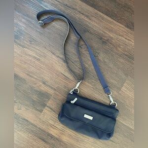 Baggallini Crossbody Mini Bag Purse Convertible Waist pack Nylon Blue 8x5” READ!